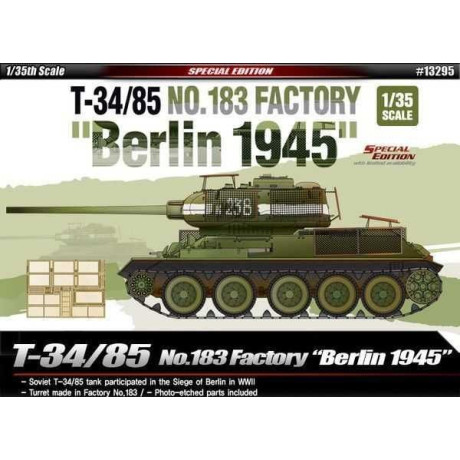 Model Kit tank 13295 - T-34/85 No.183 Factory \"Berlin 1945\" (1:35)