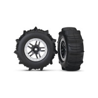 Kompletní kola Split-Spoke Saténový chrom s lopatkovými pneumatikami pro RC modely aut v měřítku 1:10 (2 ks v balení). Rozměr disku ø80/60x40 mm, rozměr pneumatiky ø118x45 mm, Unašeč je šestihran 12 mm S offsetem 24 mm. Paddle tires-lopatkové pneumatiky jsou vhodné do písku, sněhu nebo pro jízdu po vodní hladině.