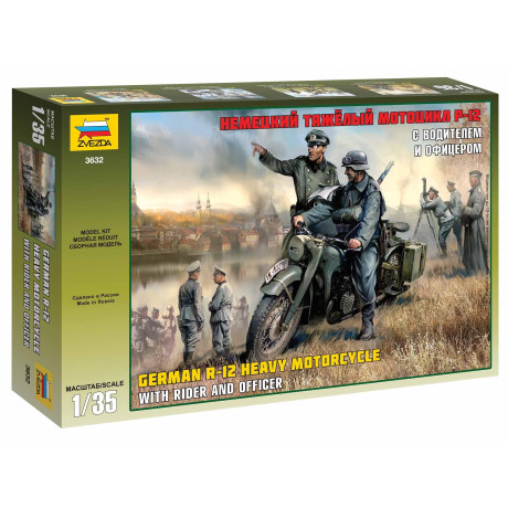 Model Kit military 3632 - German R-12 Heavy Motorcycle with Rider (1:
