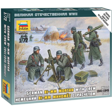 Wargames (WWII) figurky 6209 - Ger. 80mm Mortar with Crew (Winter Uni