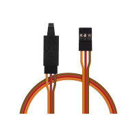Plochý prodlužovací kabel s konektory JR o délce 100 mm s PVC izolací, průřez vodičů 0,25 mm2. Zásuvka (protikus) je opatřena zacvakávací pojistkou pro zajištění spojení konektorů.