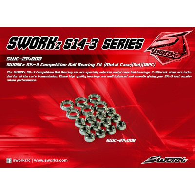 SWORKz S14-3 Competition sada kuličkových ložisek s kovovu prachovkou, 18 ks.