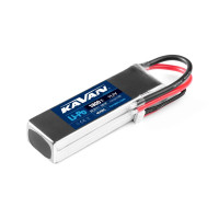 LiPo akumulátorová sada KAVAN se zvýšenou zatížitelností 40/80C, nabíjení až 2C. Tříčlánek 3s1p 11,1V 1800 mAh, rozměry: 96x31,5x25mm, hmotnost: 140g, servisní konektor JST-XH.