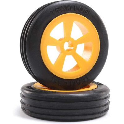 Losi kolo přední s pneu Rib, oranžové (2): Mini JRX2
