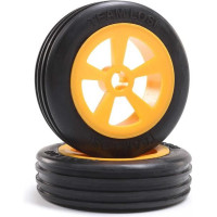 Náhradní díl pro RC modely aut Losi Mini JRX2: kolo přední s pneu Rib, oranžové (2 ks)