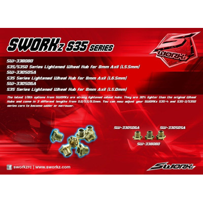 SWORKz Light/odlehčený hliníkový unašeč kol 6,5mm, EVO pro 8mm osu, 2 ks.
