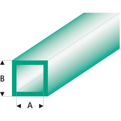 Raboesch profil ASA trubka čtvercová transparentní zelená 2x3x330mm (5)