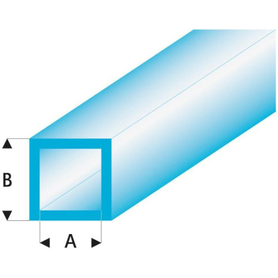 Raboesch profil ASA trubka čtvercová transparentní modrá 2x3x330mm (5)