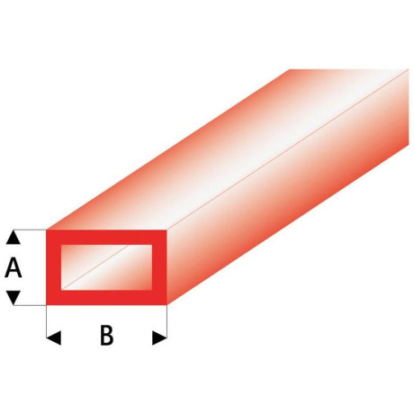 Raboesch profil ASA trubka čtyřhranná transparentní červená 2x4x330mm (5)