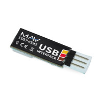 USB rozhraní pro nastavování, načítání telemetrických dat (vč. online zobrazování telemetrie na PC) a aktualizaci firmwaru kompatibilních zařízení MAV Sense s pomocí počítače. Konektor MINI USB B (USB 2.0). Rozměry 33x12x6 mm, hmotnost 2g, napájení 5 V z PC.