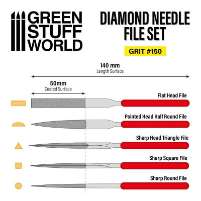 Diamond Needle Files Set - Grit 150 / Sada diamantových ihlových pilníkov - zrnitosť 150