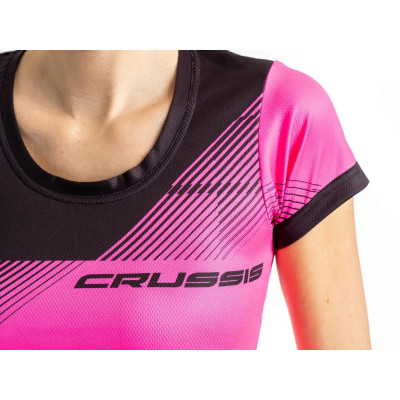Dámske športové tričko CRUSSIS, krátky rukáv, ružová / čierna