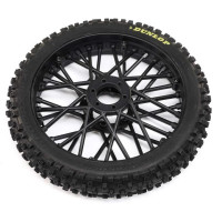 Náhradní díl pro RC model motorky Losi 1:4 Promoto-MX: kolo s pneu Dunlop MX53 přední, disk černý