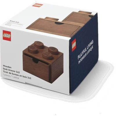 LEGO Wood dřevěný stolní box 4 se zásuvkou dub tmavý