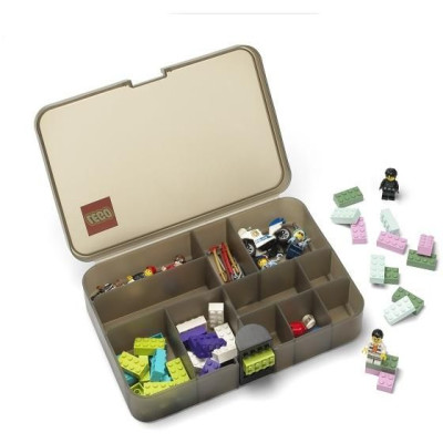 LEGO úložný box s přihrádkami - hnědý
