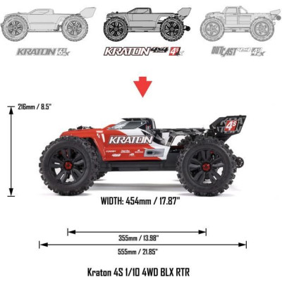 Arrma Kraton 4S V2 BLX 1:10 4WD RTR červená