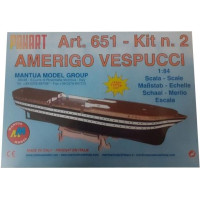 Stavebnici Mantua Model Amerigo Vespucci 1:84 můžete zakoupit jako kompletní obj. č. KR-800741, nebo ji stavět postupně pomocí 8 menších setů s jednou fází stavby. Sada č.2 kit obsahuje obložení spodní a horní paluby, okna a poklopy, detaily, odlitky atd.
