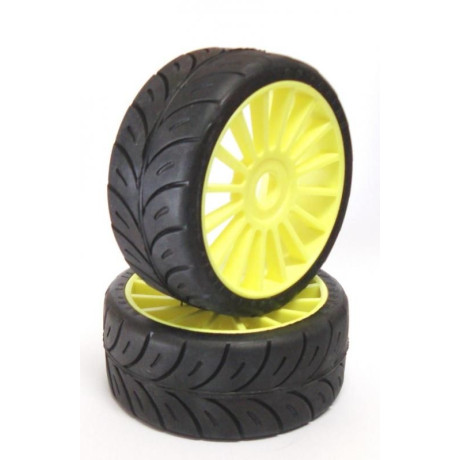 1/8 GT COMPETITION gumy MEDIUM - ON MULTI nalepené gumy, žluté disky, 2ks.