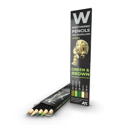 WATERCOLOR PENCIL SET GREEN AND BROWN CAMOUFLAGES