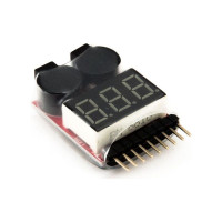 Tester 1 až 8 článkových LiPo/LiFe/LiIon/LiMn akumulátorů s nastavitelným zvukovým alarmem. Měří napětí celkové sady a poté samostatně napětí jednotlivých článků. Konektor má rozteč pinů 2.54 mm, je kompatibilní s většinou servisních konektorů včetně JST-XH.
