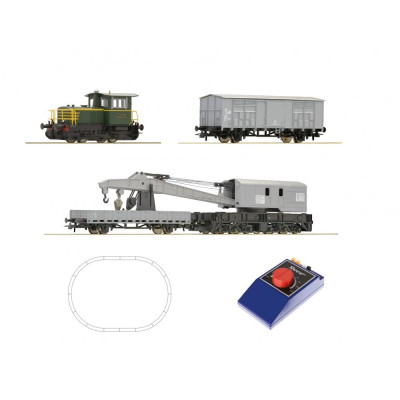 Analogová startovací sada: Dieselová lokomotiva D.214 a jeřáb vlak, F