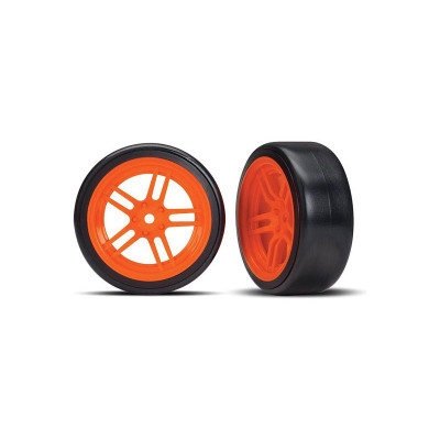 Traxxas kolo 1.9\", disk split-spoke oranžový, pneu Drift (2) (přední