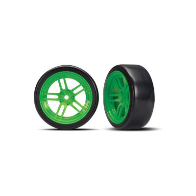 Traxxas kolo 1.9\", disk split-spoke zelený, pneu Drift (2) (přední)