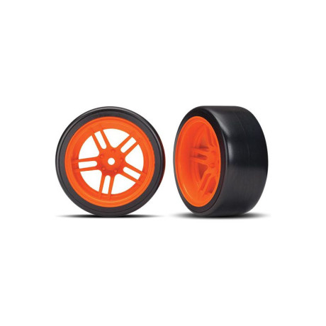 Traxxas kolo 1.9\", disk split-spoke oranžový, pneu Drift (2) (zadní)