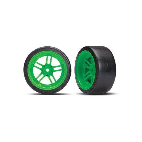 Traxxas kolo 1.9\", disk split-spoke zelený, pneu Drift (2) (zadní)