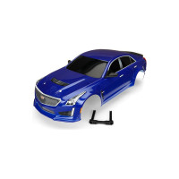 Karoserie Traxxas Cadillac CTS-V modrá. Hotová nabarvená karoserie s potisky je tuning pro RC modely aut Traxxas na podvozku 4-Tec 2.0 1:10, 4-Tec 2.0 Ford GT 1:10 a 4-Tec 2.0 Ford Mustang GT 1:10.